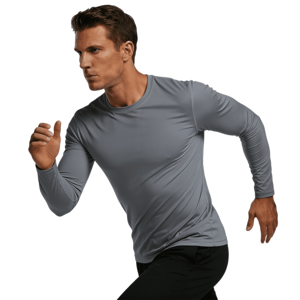 ZBORIBER Men's Quick Dry UPF 50+ UV Sun Protection Moisture Wicking Long Sleeve T-Shirt for Casual Workout,Sizes S-3XL,Titanium