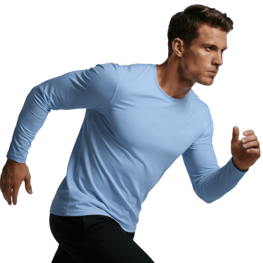 ZBORIBER Men's Quick Dry UPF 50+ UV Sun Protection Moisture Wicking Long Sleeve T-Shirt for Casual Workout,Sizes S-3XL,Carolina Blue