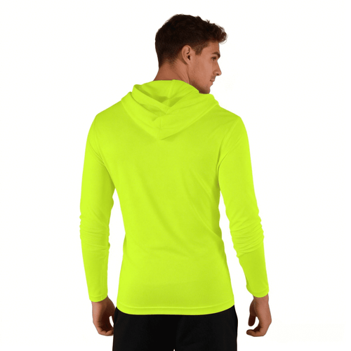 ZBORIBER Men's Hooded T-shirt, Moisture-wicking,Quick-drying,Highlighter Glow,Sizes S-3XL