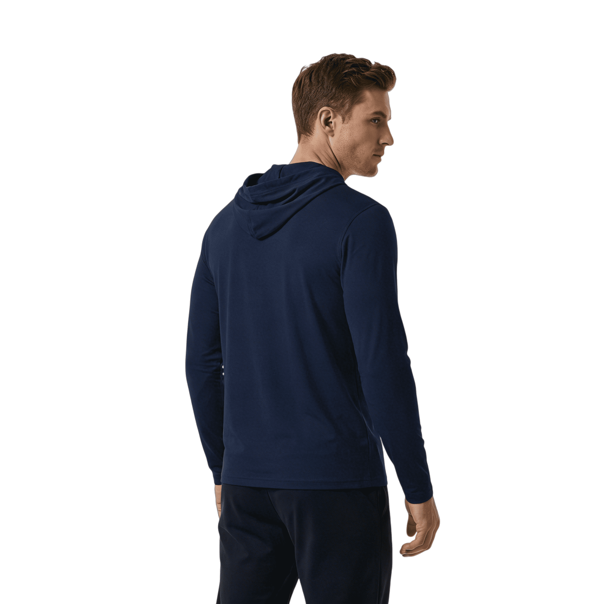 ZBORIBER Men's Hooded T-shirt, Moisture-wicking,Quick-drying,Navy,Sizes S-3XL