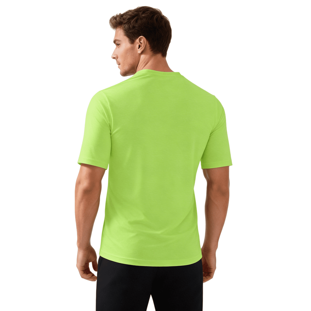 ZBORIBER Men's Quick-Dry Fit Gym Wicking Athletic Workout Short-Sleeve T-Shirts Sizes S-3XL,Highlighter Green
