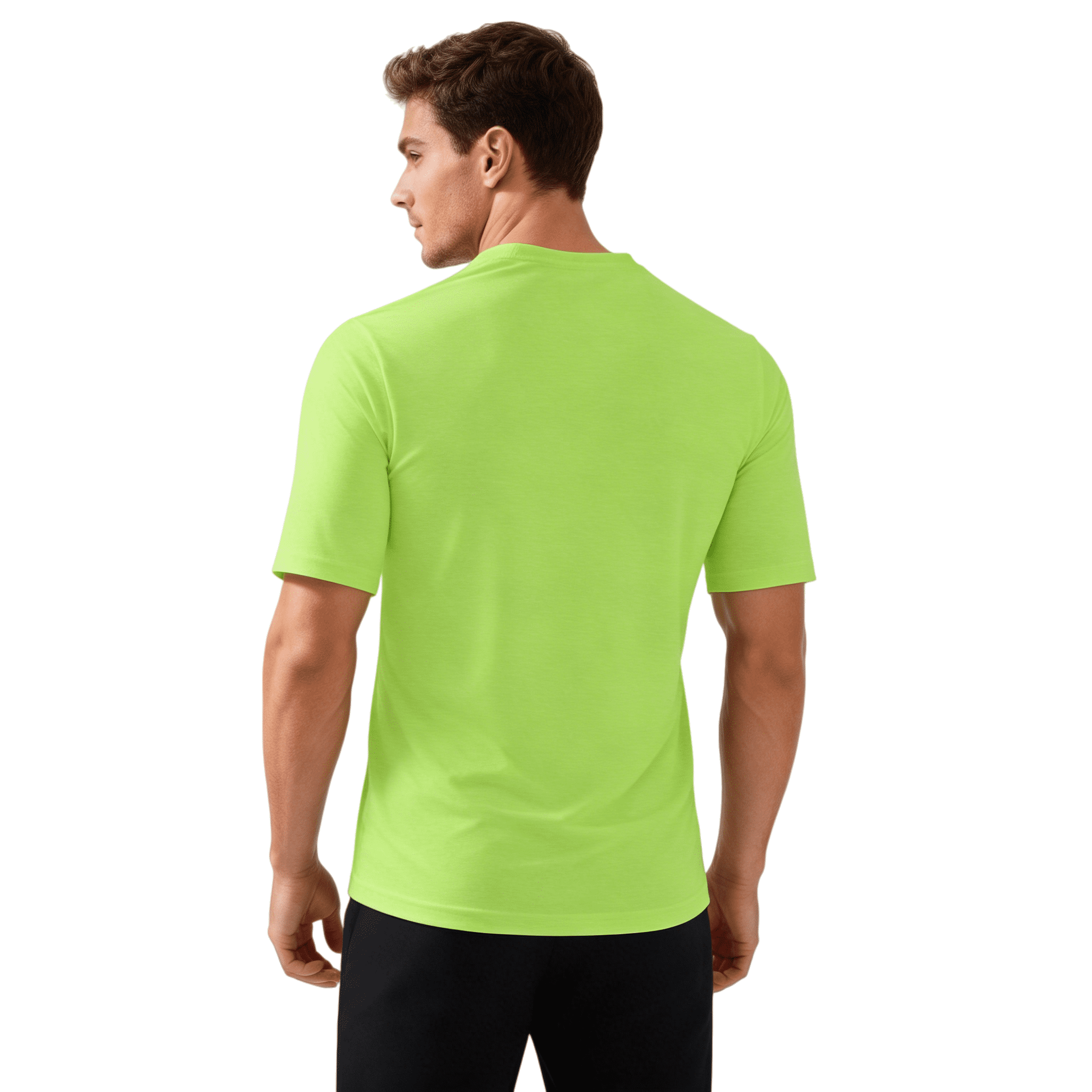ZBORIBER Men's Quick-Dry Fit Gym Wicking Athletic Workout Short-Sleeve T-Shirts Sizes S-3XL,Highlighter Green