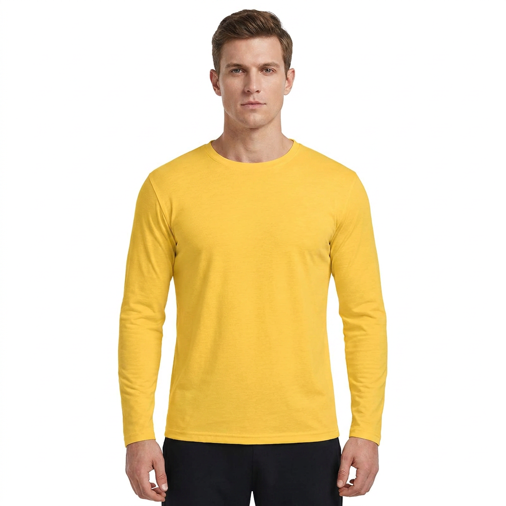 ZBORIBER Men's Quick Dry UPF 50+ UV Sun Protection Moisture Wicking Long Sleeve T-Shirt for Casual Workout,Sizes S-3XL,Heather Yellow