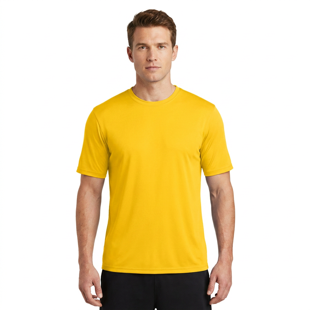 ZBORIBER Men's Quick-Dry Fit Gym Wicking Athletic Workout Short-Sleeve T-Shirts,Heather Yellow