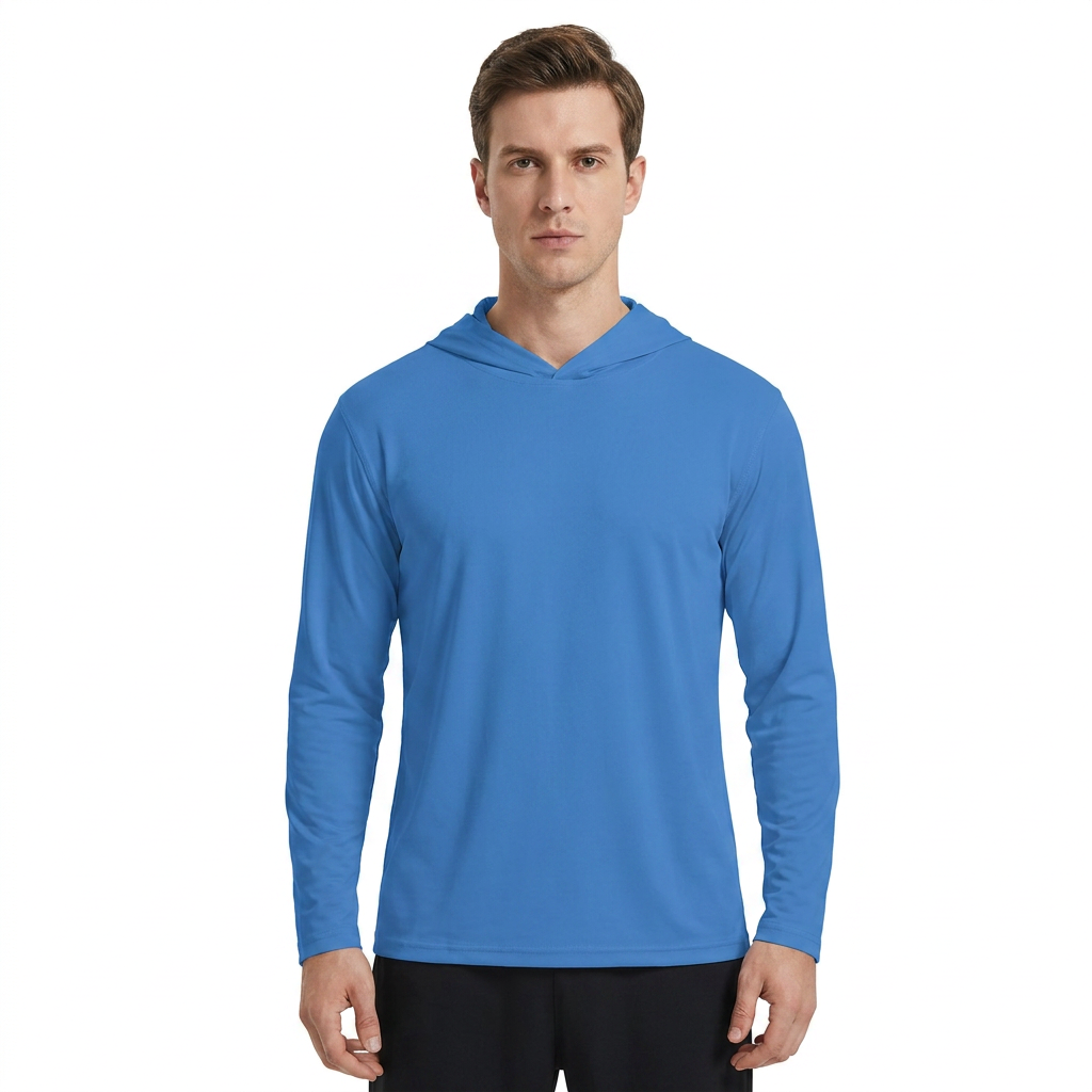 ZBORIBER Men's Hooded T-shirt, Moisture-Wicking,Quick-Drying,Royal,Sizes S-3XL