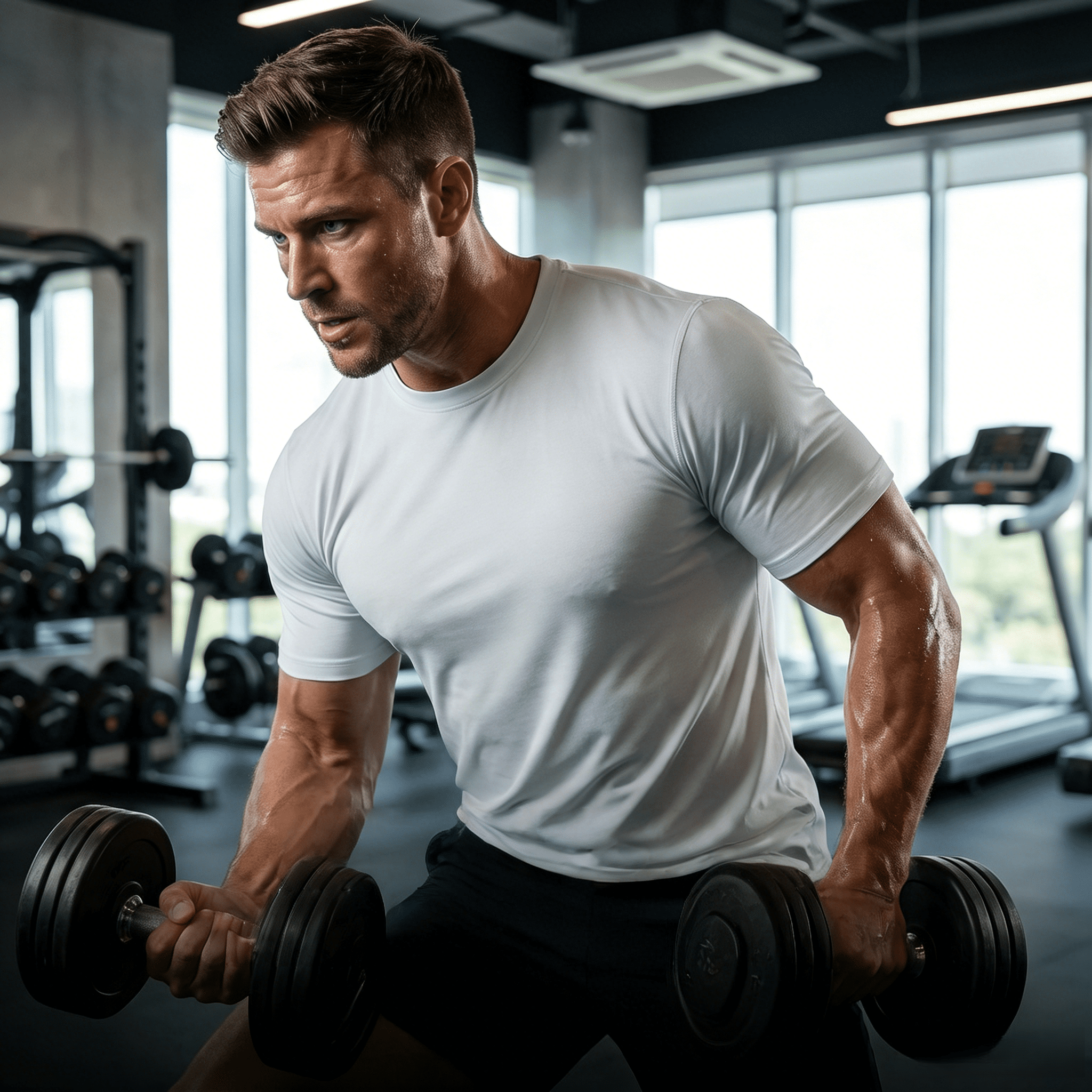 ZBORIBER Men's Quick-Dry Fit Gym Wicking Athletic Workout Short-Sleeve T-Shirts Sizes S-3XL,White