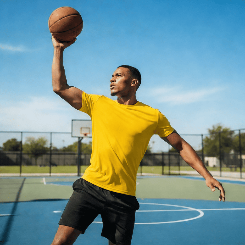 ZBORIBER Men's Quick-Dry Fit Gym Wicking Athletic Workout Short-Sleeve T-Shirts,Sizes S-3XL,Heather Yellow