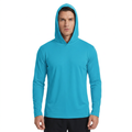 ZBORIBER Men's Hooded T-shirt, Moisture-Wicking,Quick-Drying,Shockwave Blue,Sizes S-3XL