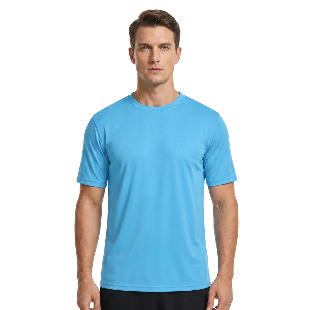 ZBORIBER Men's Quick-Dry Fit Gym Wicking Athletic Workout Short-Sleeve T-Shirts Sizes S-3XL,Shockwave Blue