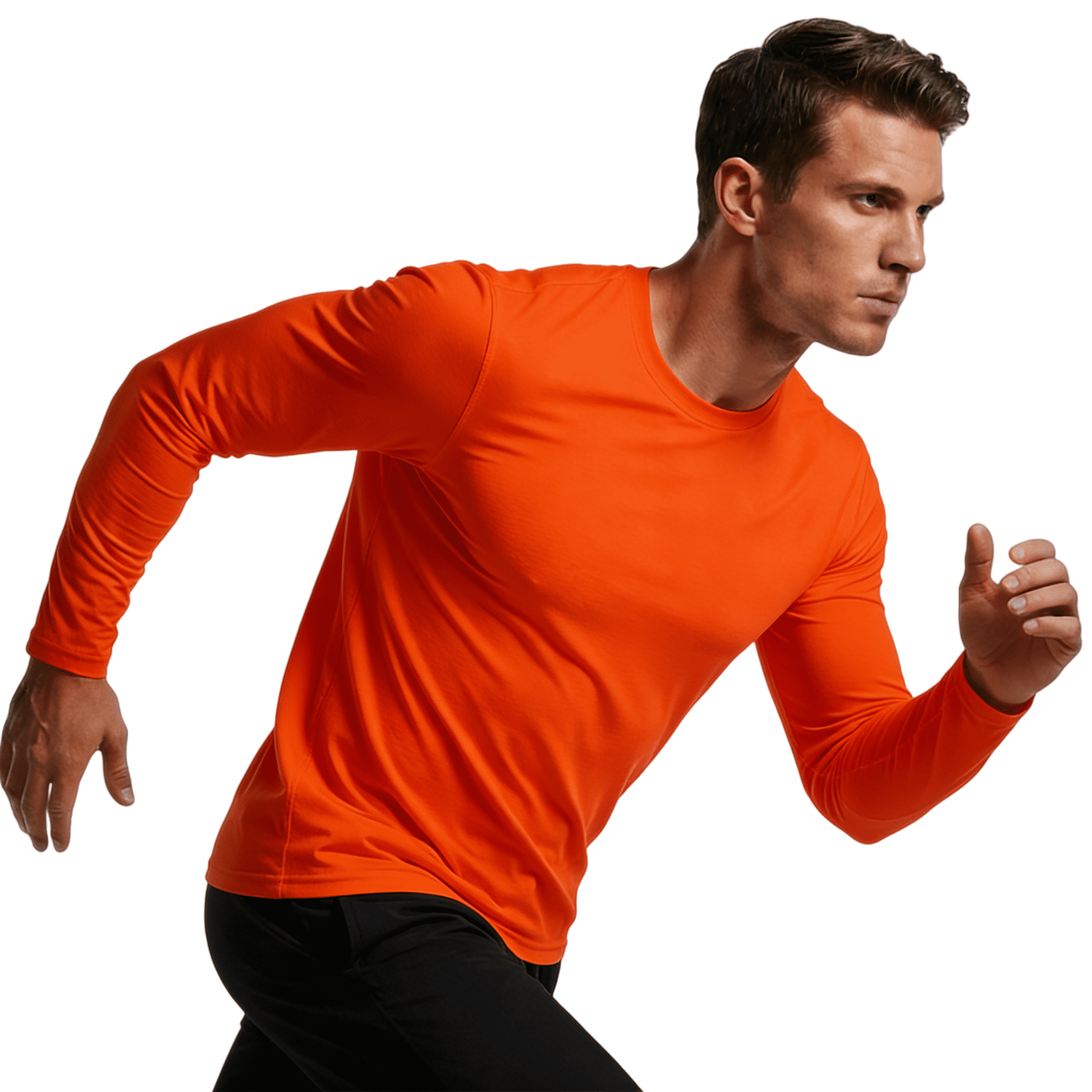 ZBORIBER Men's Quick Dry UPF 50+ UV Sun Protection Moisture Wicking Long Sleeve T-Shirt for Casual Workout,Sizes S-3XL,Highlighter Orange