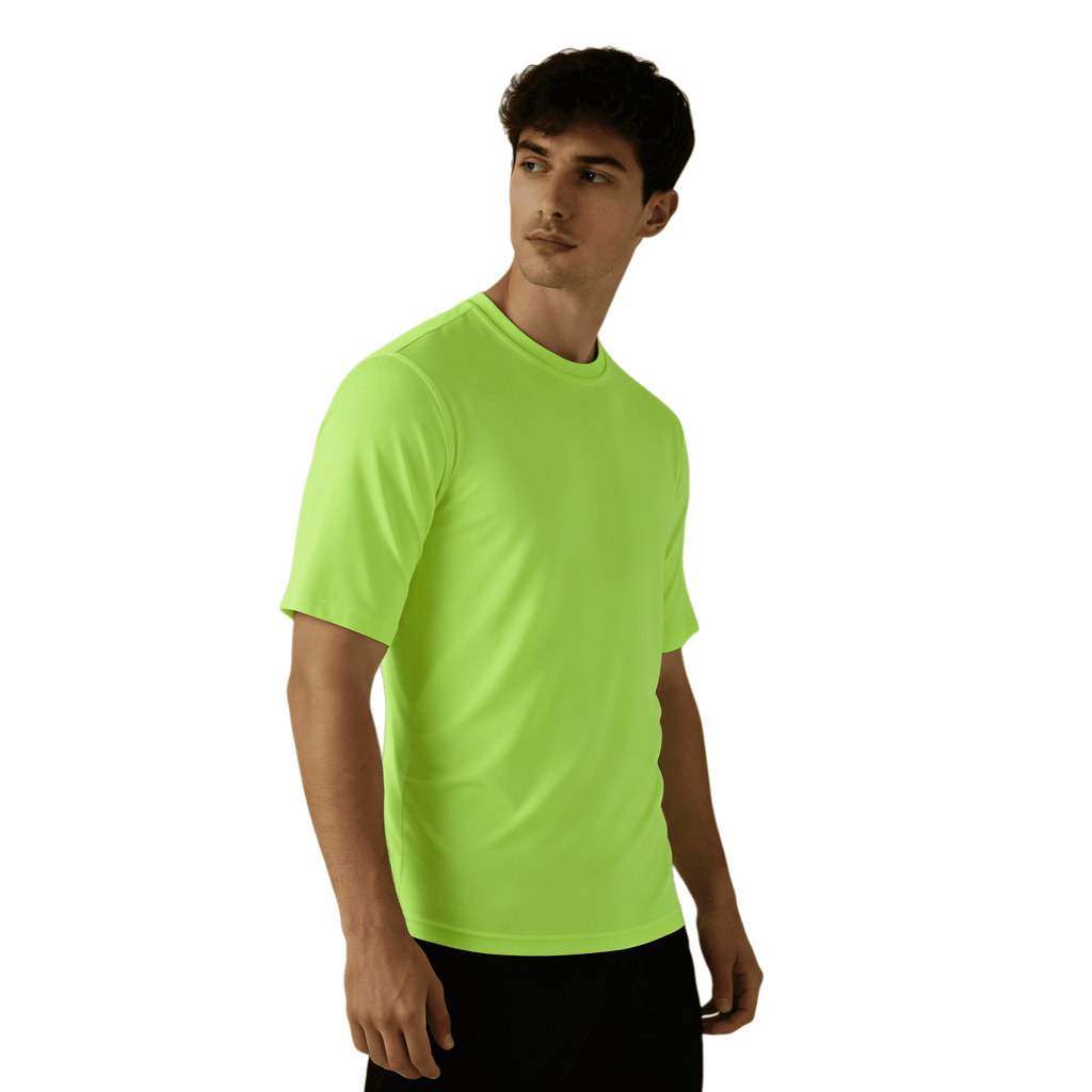 ZBORIBER Men's Quick-Dry Fit Gym Wicking Athletic Workout Short-Sleeve T-Shirts Sizes S-3XL,Highlighter Green