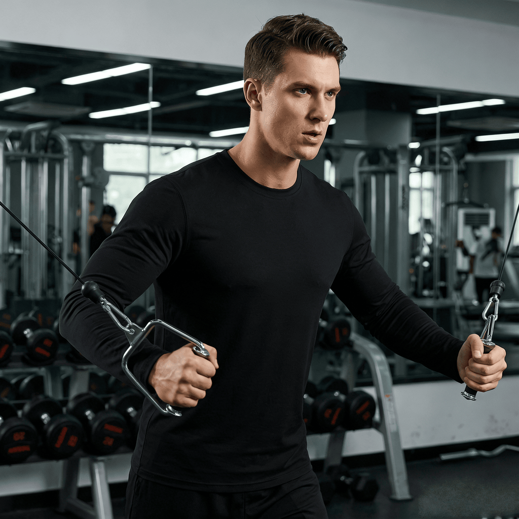 ZBORIBER Men's Athletic Quick Dry Shirt, Active T-Shirt, Crew Neck Long Sleeve Tee,Black